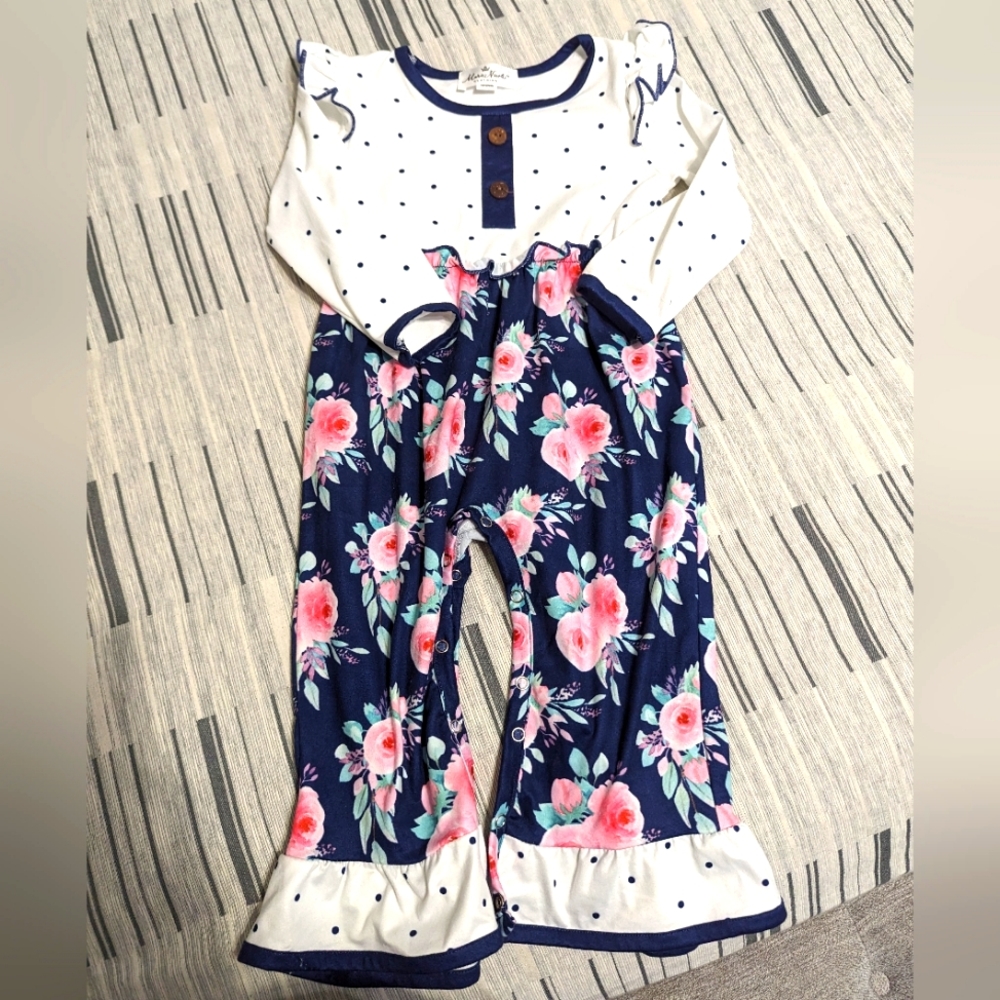 Toddler girl Polka dot/floral romper